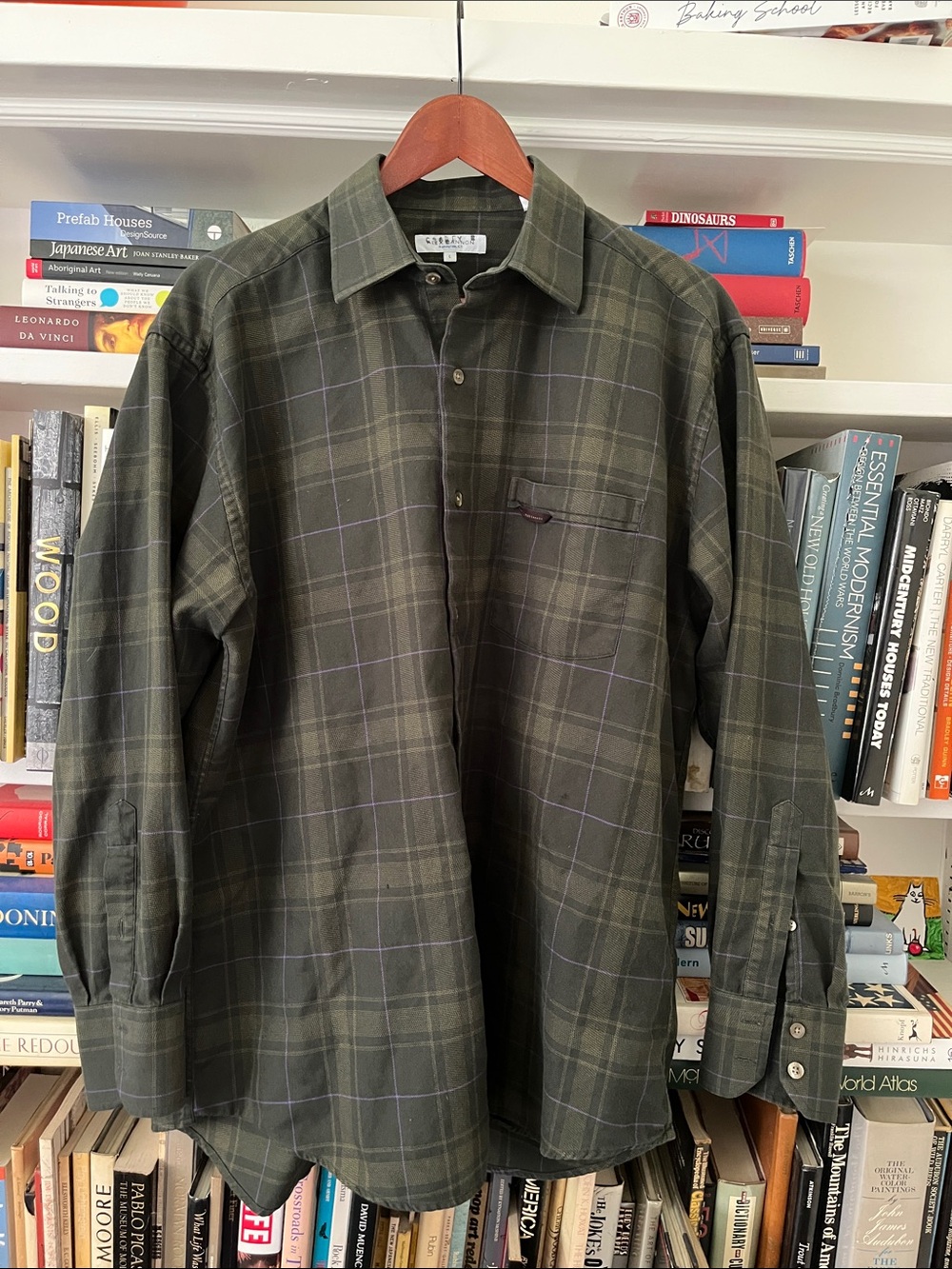 Alex Cannon Men's Olive Green Plaid Button-Up Shirt